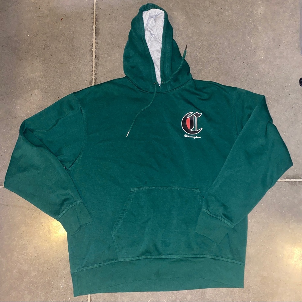 Champion Authentic Athleticwear Green Hooded Pullover Sweatshirt Mens Size Large